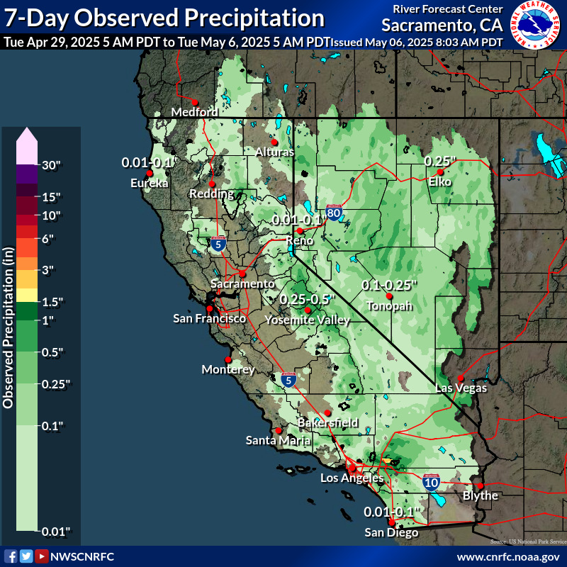 Observed Precipitation Over Past 7 Days Map