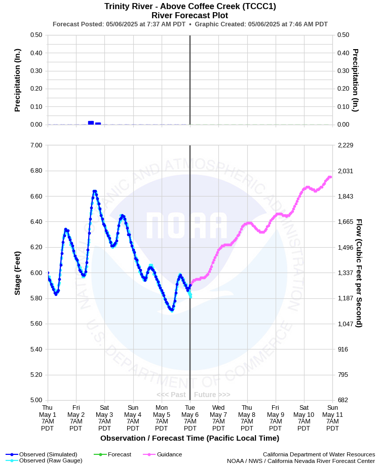 Graphical River Forecast - TRINITY RIVER - ABOVE COFFEE CREEK (TCCC1)
