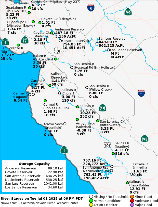 Observed River/Reservoir Map