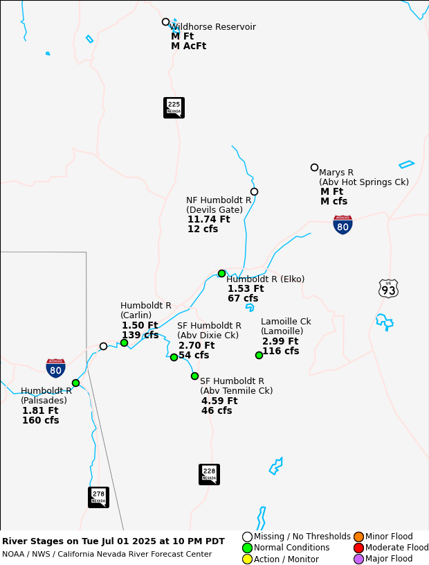 Observed River/Reservoir Map
