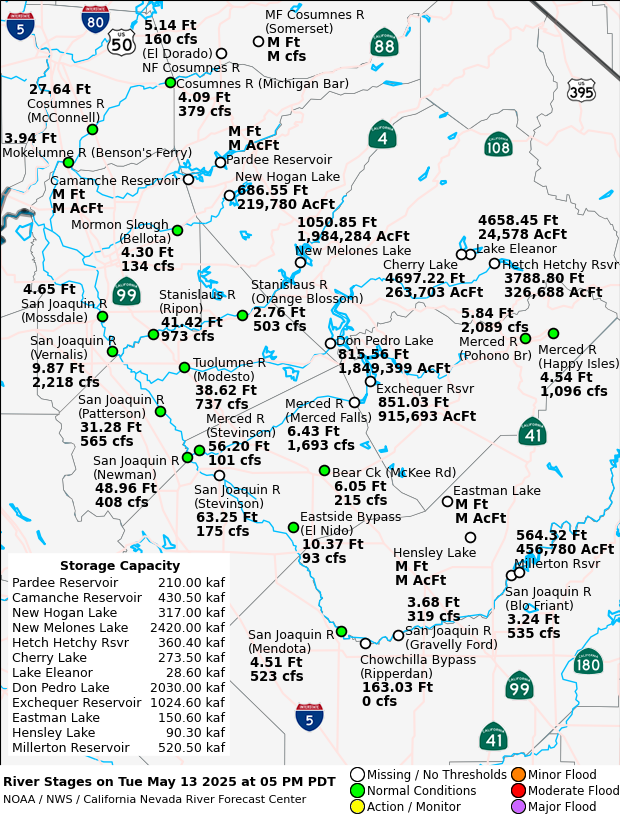 Observed River/Reservoir Map