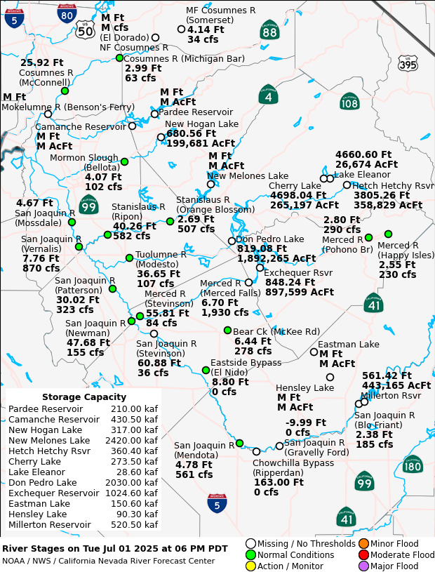 Observed River/Reservoir Map