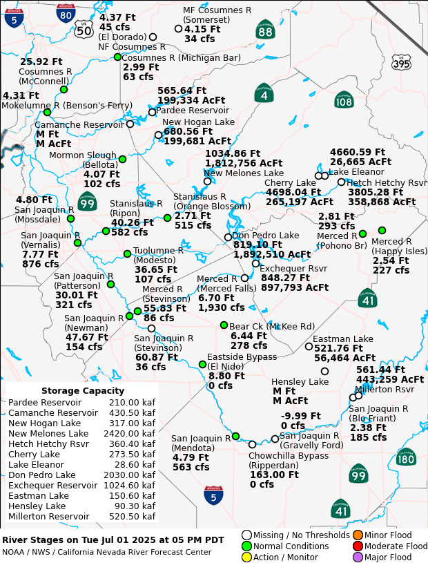 Observed River/Reservoir Map