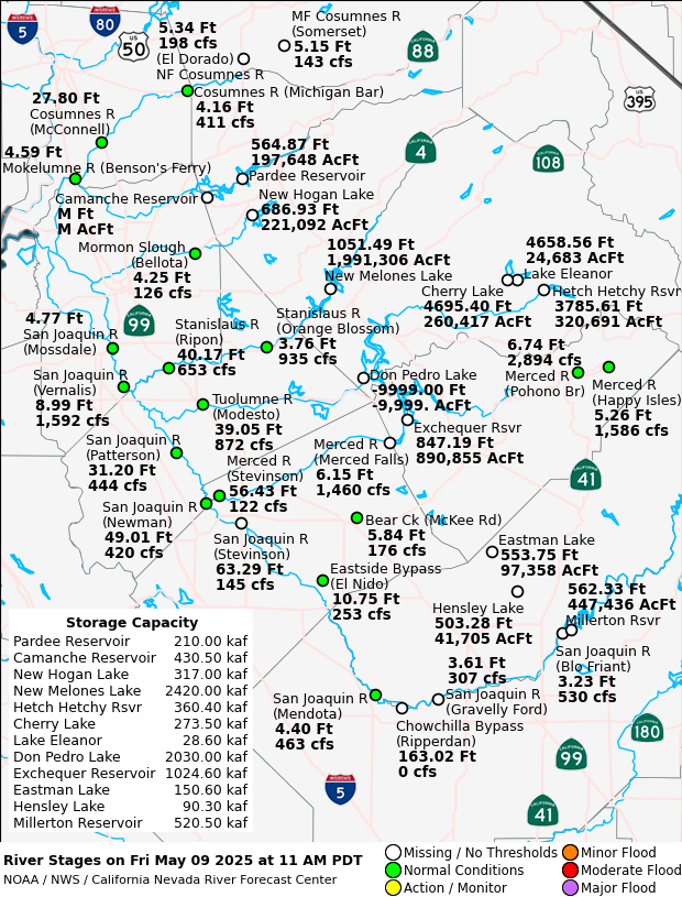 Observed River/Reservoir Map