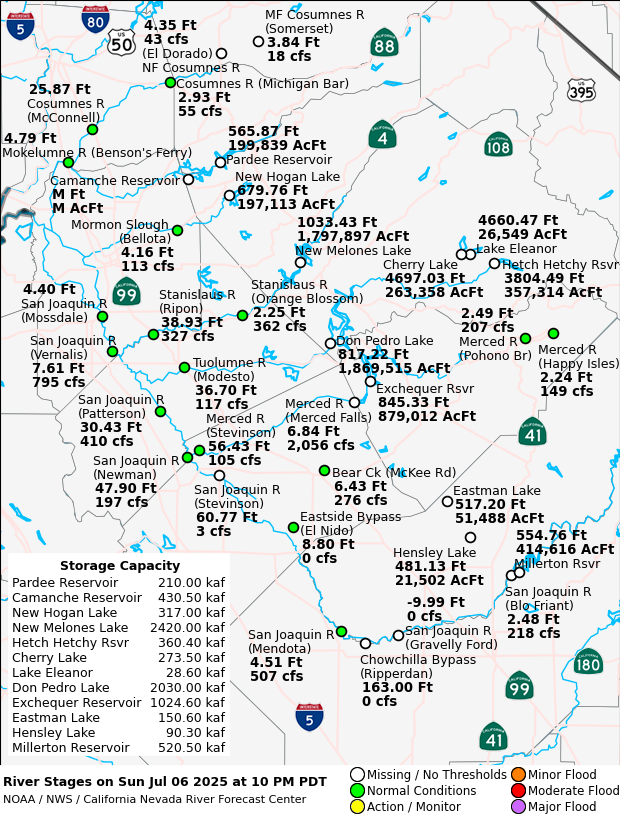 Observed River/Reservoir Map