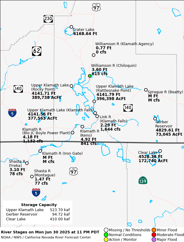 Observed River/Reservoir Map