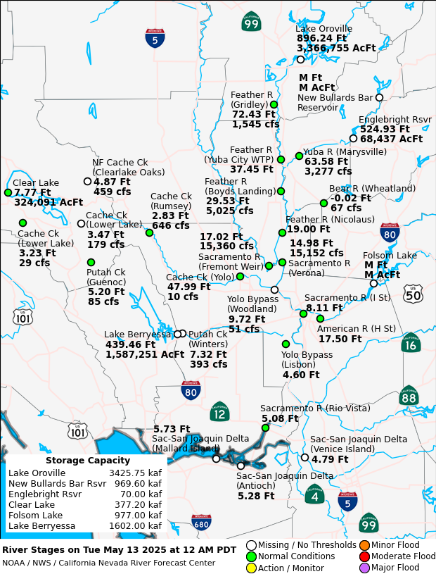 Observed River/Reservoir Map