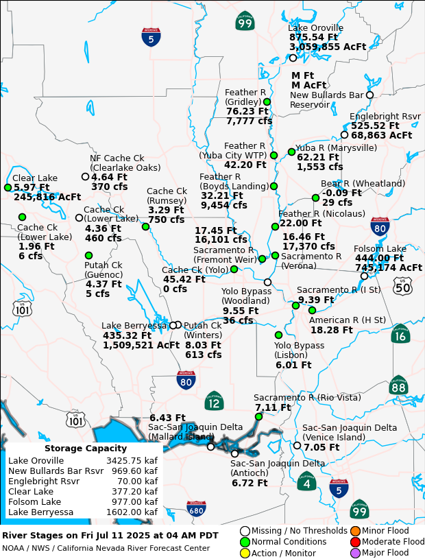 Observed River/Reservoir Map