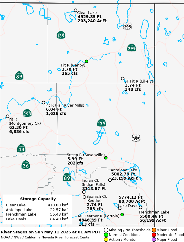 Observed River/Reservoir Map