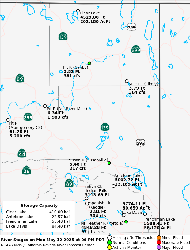 Observed River/Reservoir Map