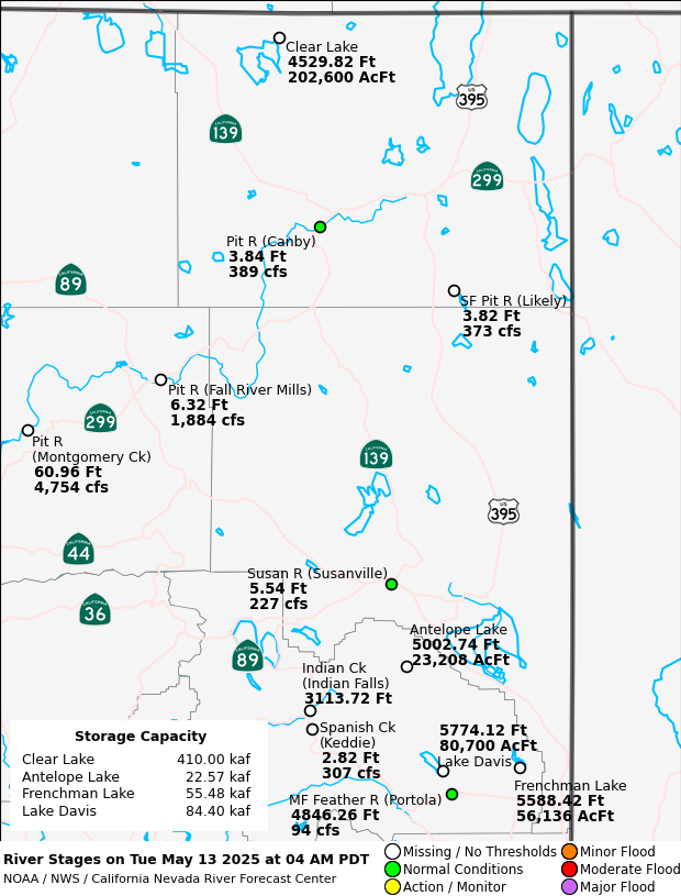 Observed River/Reservoir Map