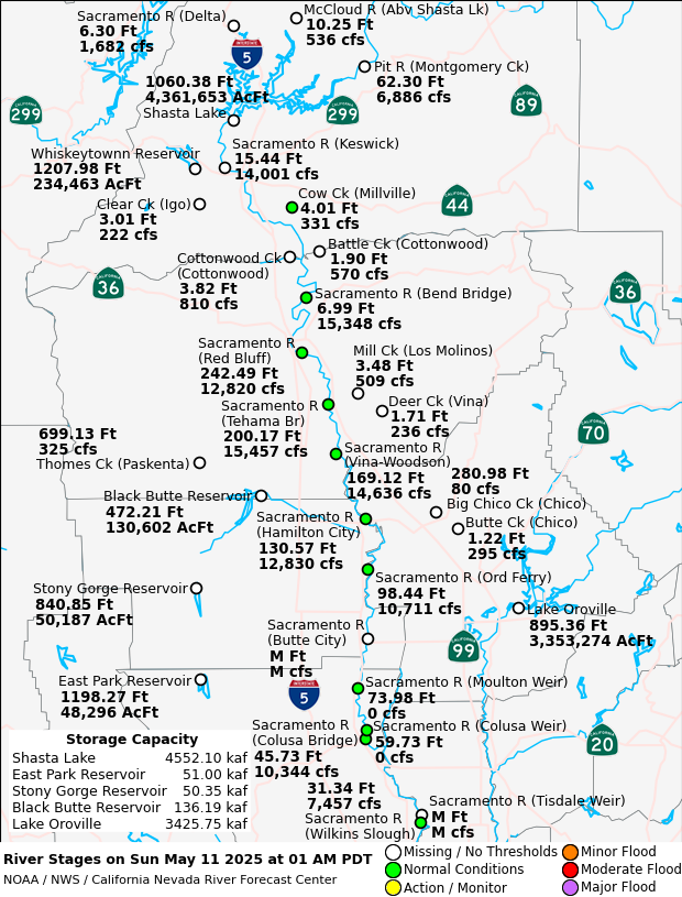 Observed River/Reservoir Map