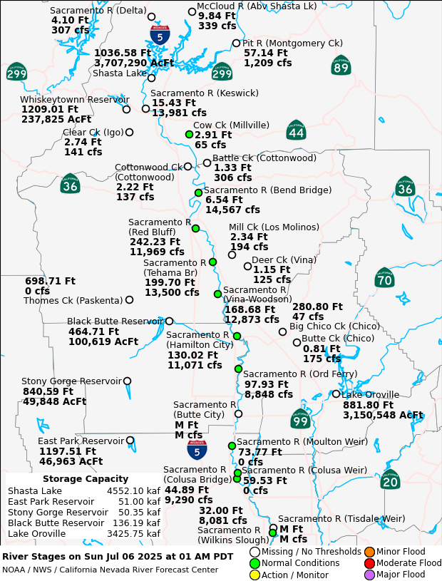 Observed River/Reservoir Map