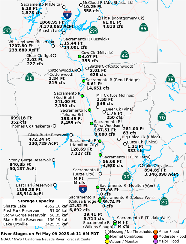 Observed River/Reservoir Map