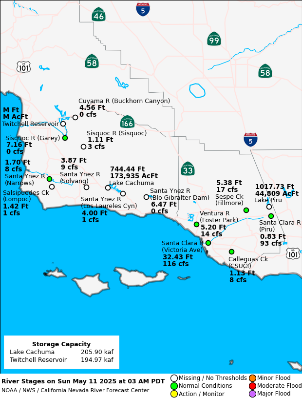 Observed River/Reservoir Map