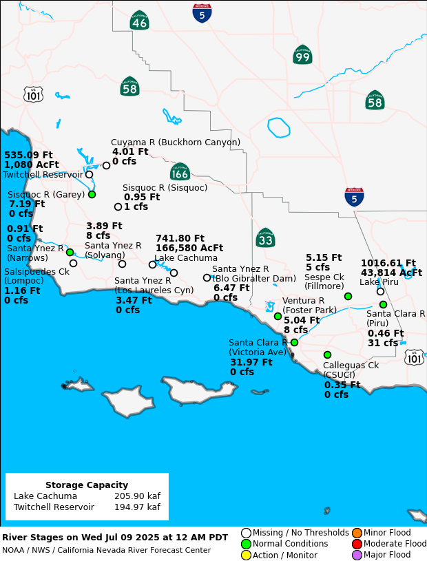 Observed River/Reservoir Map